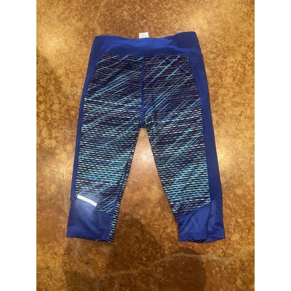 Under Armour Crop Yoga Pants Leggings Blue Geometric Athletic Size Large - Picture 3 of 8